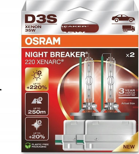 Osram Крушки за автомобил Xenarc Night Breaker 220 D3S Ксенон 4500K Неутрално Бяло 12-24V 35W 2 бр