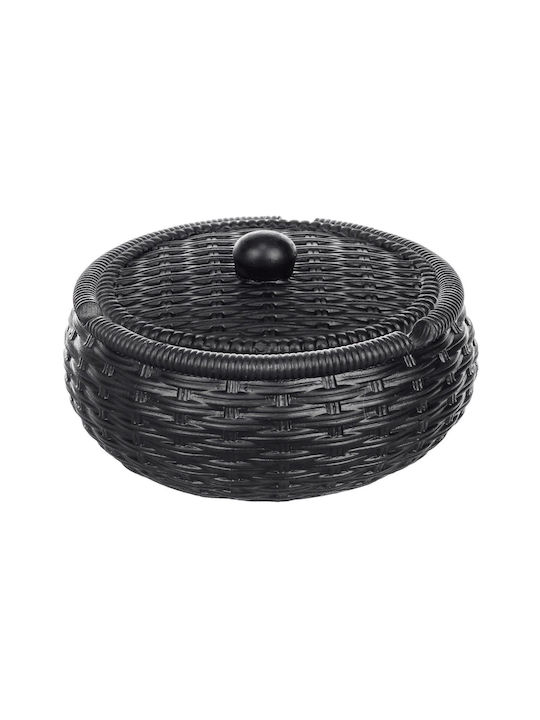 Round Cement Ashtray Lid Black 11x5cm