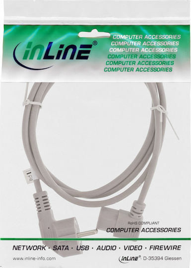 Inline Stromkabel Schutzkontakt CEE7/7 Winkel 3-polig IEC-C13 Winkel Grau 1,0m