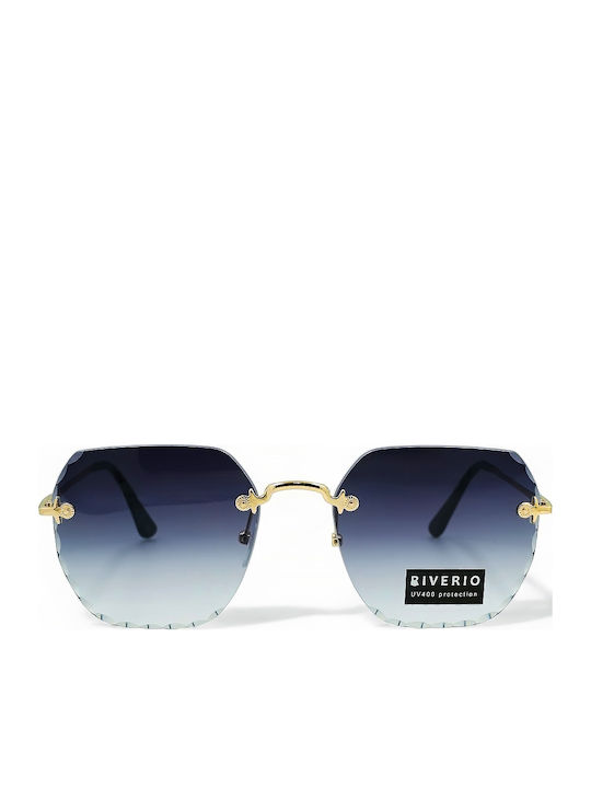 Riverio Unisex Γυαλιά Ηλίου με Χρυσό Μεταλλικό Σκελετό και Μπλε Ντεγκραντέ Φακό RV42411
