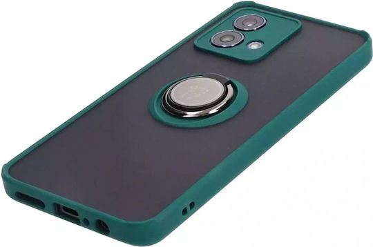 Bizon Hybrid Ring Back Cover Σιλικόνης / Tempered Glass Πράσινο (Moto G84)