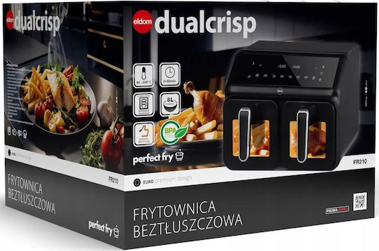 Eldom Heißluftfritteuse mit Doppel-Abnehmbarer Korb 9Es Schwarz FR210