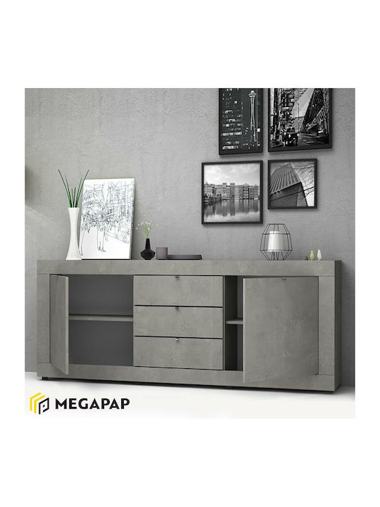 Μπουφές Ocean Ξύλινος με Συρτάρια Ανθρακί 210x45x86cm