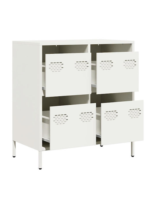 Sideboard made of Metal with Drawers White 68x39x73.5cm