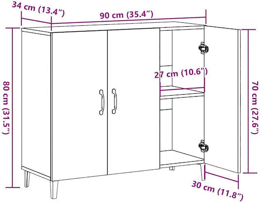 Мебели за съхранение дървен Кафяв 90x34x80см