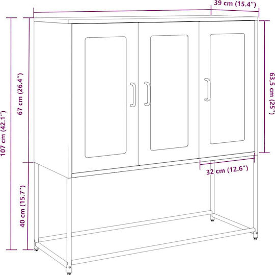 Sideboard made of Metal Olive Green 100.5x39x107cm
