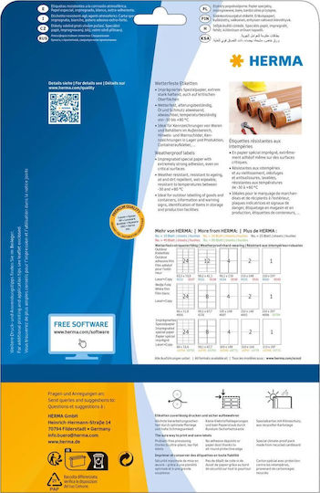 Herma Αυτοκόλλητες Ετικέτες Α4 Ορθογώνιες 210x148mm