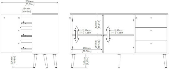 Μπουφές Bodo mit Schubladen Grey 147x39x81.7cm