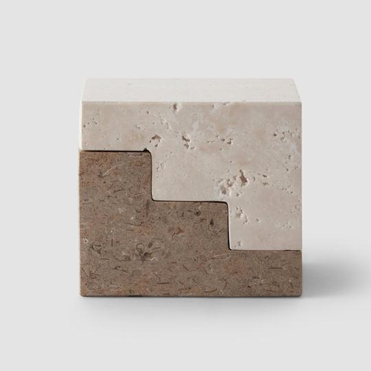 Printworks Bookends Stair Cube Calcium Travertine