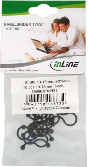 InLine Plastic Cable Ties in Black Colour (10 pcs) (59966K)