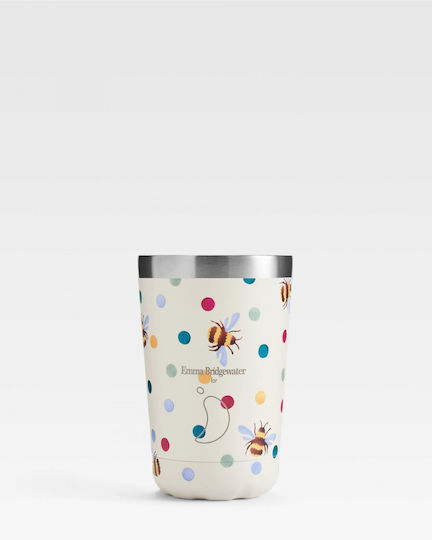 Chilly's Coffee Cup Emma Bridgewater Glass Thermos Stainless Steel BPA Free 340ml Polka Bees with Straw