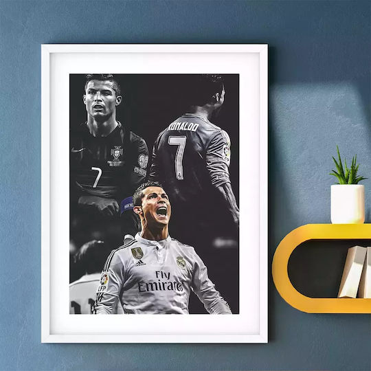 Poster Cristiano Ronaldo Sc034 30cm x 40cm Schwarzer Holzrahmen
