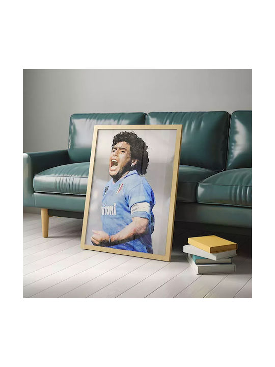 Poster Diego Armando Maradona Sc010 21cm X 30cm White Wooden Frame