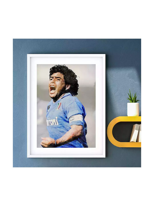 Poster Diego Armando Maradona Sc010 21cm X 30cm White Wooden Frame