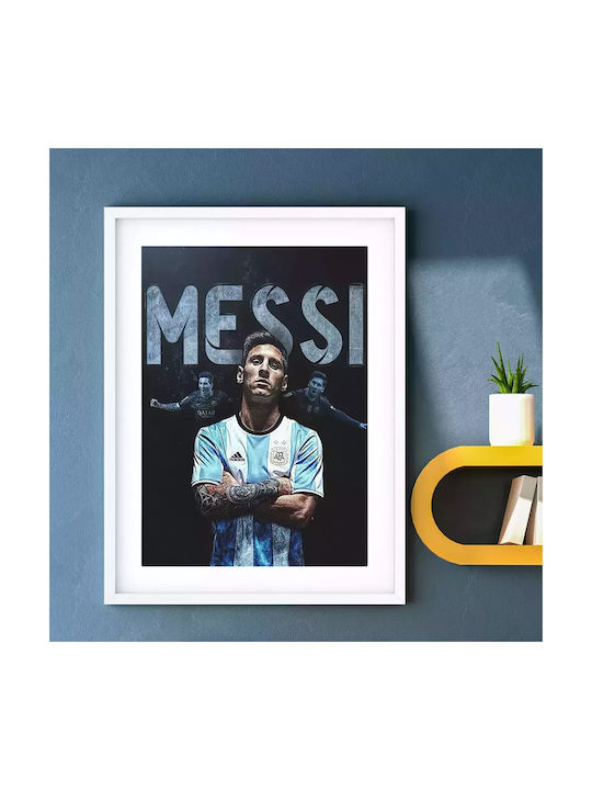 Poster Messi Sc001 21cm X 30cm Black Wooden Frame