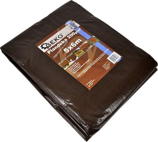 Geko Αδιάβροχος Μουσαμάς 200gr/m² 12x6μ. Βαρέως Τύπου Καφέ