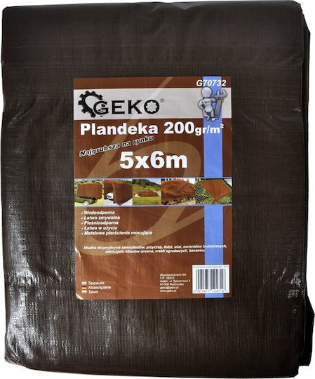 Geko Αδιάβροχος Μουσαμάς 200gr/m² 3x2μ. Βαρέως Τύπου Καφέ