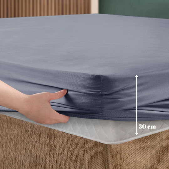 First Choice Set Semi Dublu 2buc 120x200cm cu Elastic Albastru