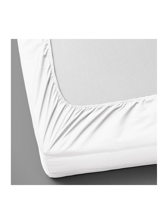 First Choice Set Cearșaf cu 2 Fețe de pernă King Size cu Elastic 180x200cm. Alb 3buc