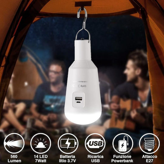 Bakaji Battery Lamp USB E27 LED Light Emergency Camping Lamp Powerbank 02833491