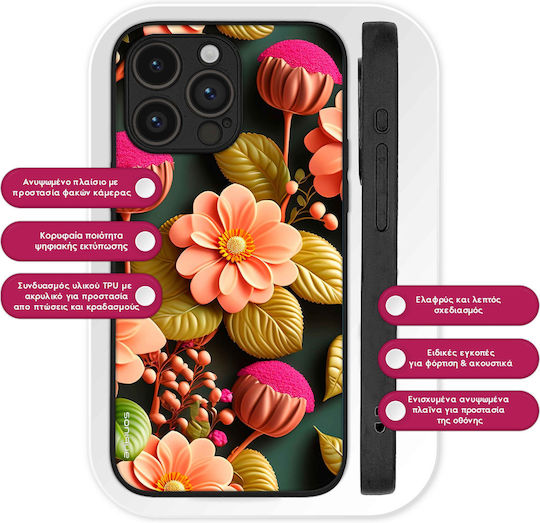 Sonique 3D Blumen-Serie Hülle für Motorola Moto G72 Lachsfarben