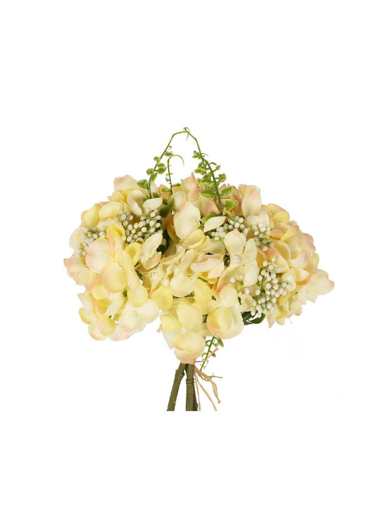 Bouquet of Artificial Flowers Hydrangea Yellow 33cm GloboStar