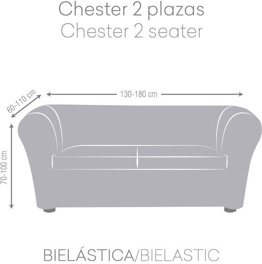 Eysa Roc Elastische Abdeckung für Zweisitziges Sofa C/16 Dark Grey 1Stück F7291716C