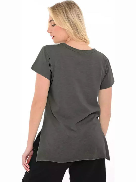 Damen Bluse Baumwolle Gray