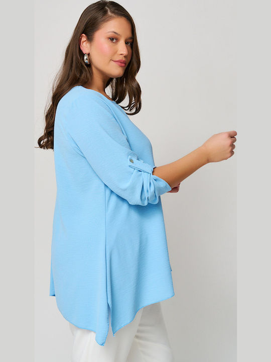 Damen Bluse Langärmelig Blue