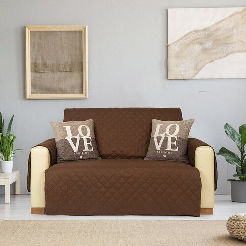 Pucioasa Elastische Abdeckung Für Zweisitziges Sofa Braun