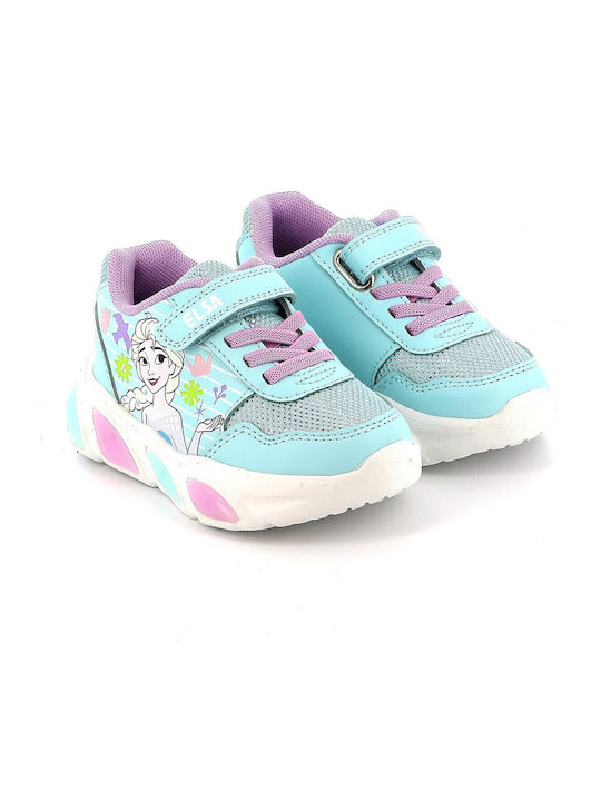 Frozen Παιδικά Sneakers με Σκρατς & Φωτάκια Τιρκουάζ