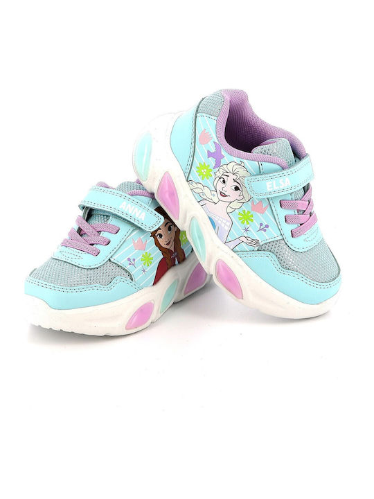 Frozen Παιδικά Sneakers με Σκρατς & Φωτάκια Τιρκουάζ