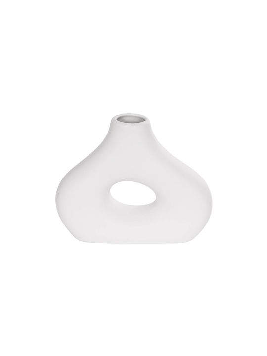 GloboStar Διακοσμητικό Βάζο Κεραμικό HORIZON Λευκό Φ6xΥ15cm