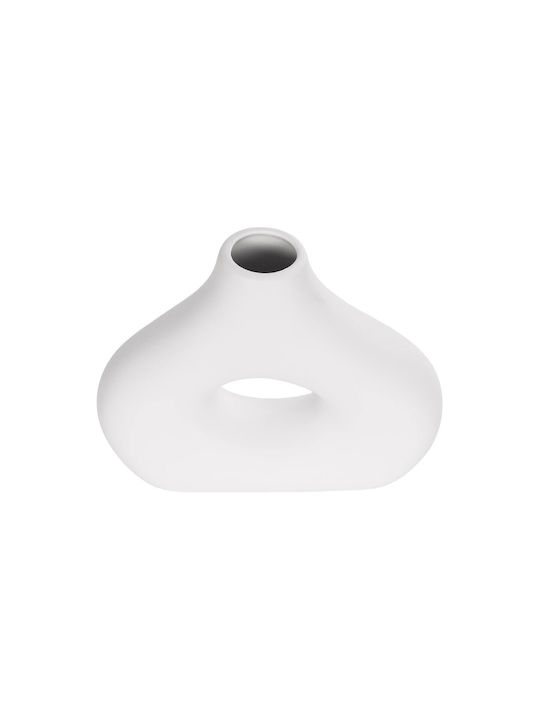 GloboStar Διακοσμητικό Βάζο Κεραμικό HORIZON Λευκό Φ6xΥ15cm