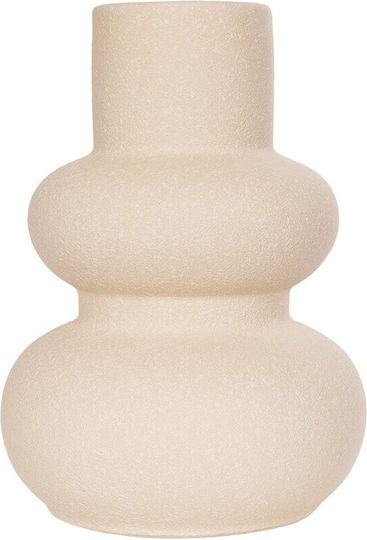 GloboStar Διακοσμητικό Βάζο Κεραμικό Artificial Garden Quartz Μπεζ Φ15xΥ20cm