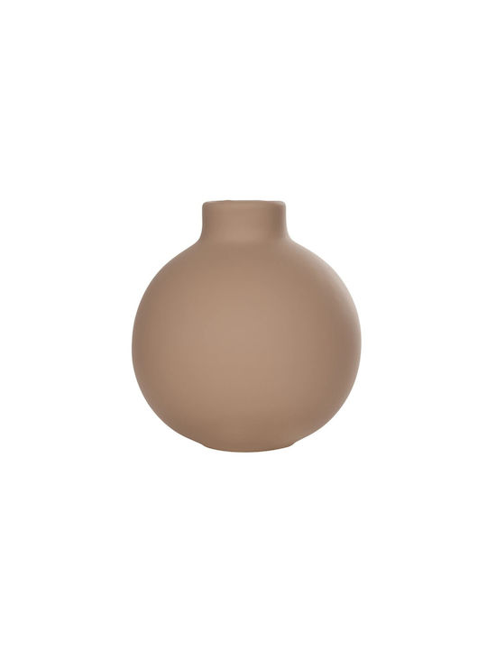 GloboStar Διακοσμητικό Βάζο Κεραμικό Artificial Garden Mauritius Καφέ Φ12xΥ14cm
