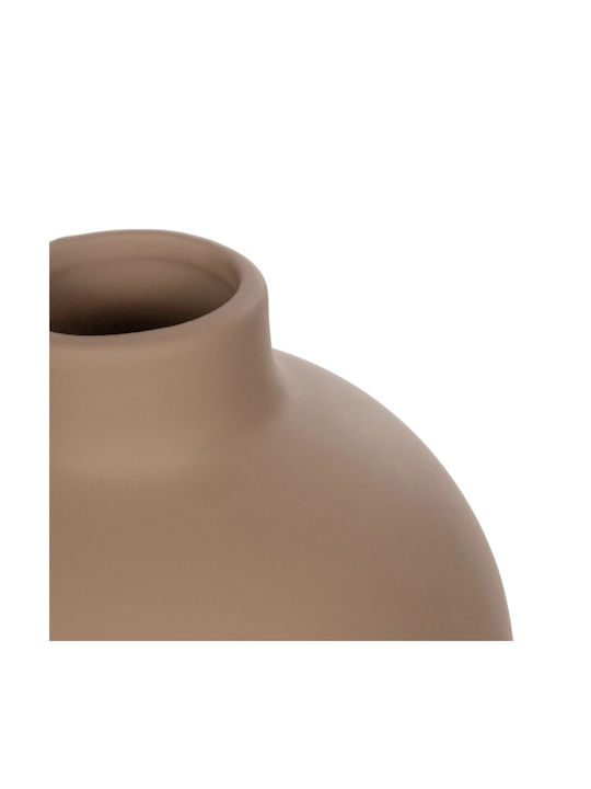 GloboStar Διακοσμητικό Βάζο Κεραμικό Artificial Garden Mauritius Καφέ Φ12xΥ14cm