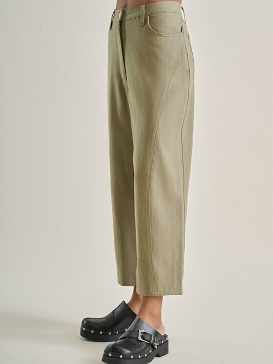 High Waist Women's Jean Trousers in Regular Fit Green