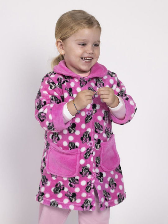 Arnetta Kinder Bademantel Winterlich Fleece Fuchsia