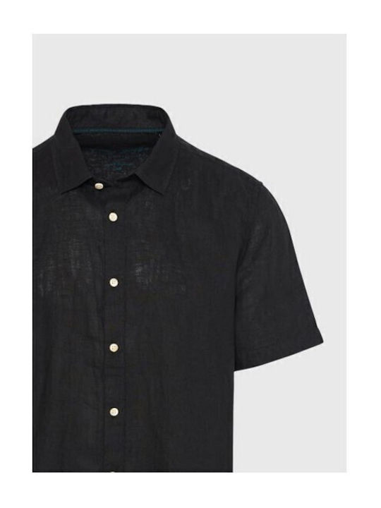 Short-sleeved Linen Shirt Black