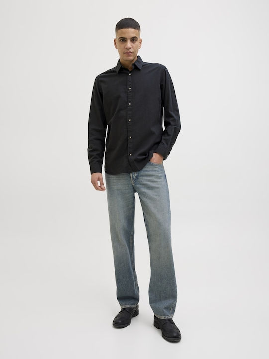 Long-sleeved Linen Shirt Black