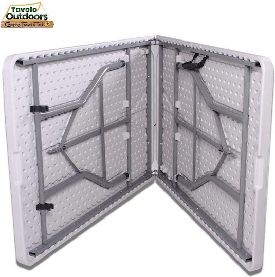 Bakaji Tabelle Metall für Camping Klappbar Campingmöbel 244x76x72cm Weiß
