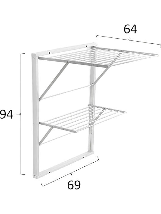 Folding Wall Clothes Drying Rack for Balcony Wooden with Hanging Length 11m