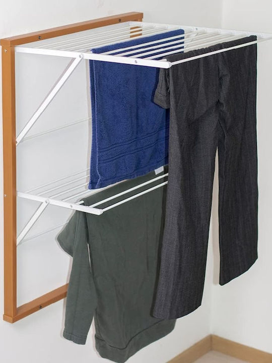 Folding Wall Clothes Drying Rack for Balcony Wooden with Hanging Length 11m