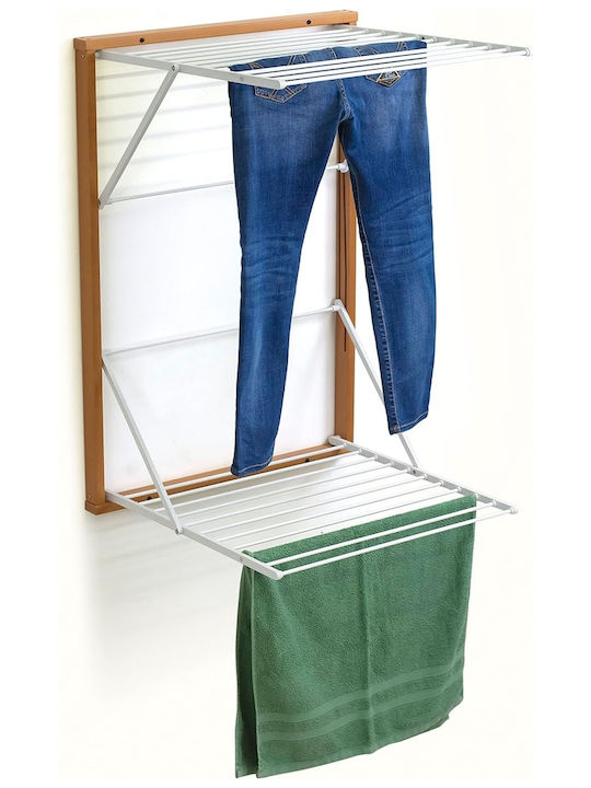 Folding Wall Clothes Drying Rack Wooden with Hanging Length 13m