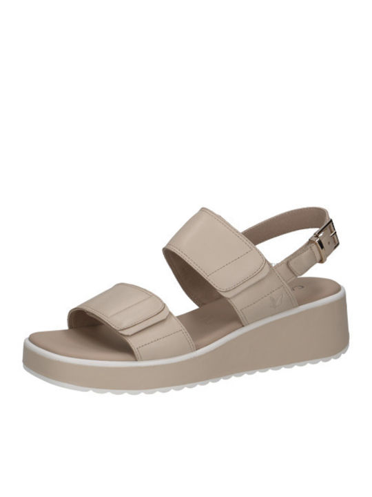 Women's Leather Platform Shoes Beige