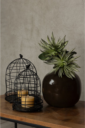InTheBox Mirtile Deco Metallic Lantern Black 22.9x22.9x34.3cm