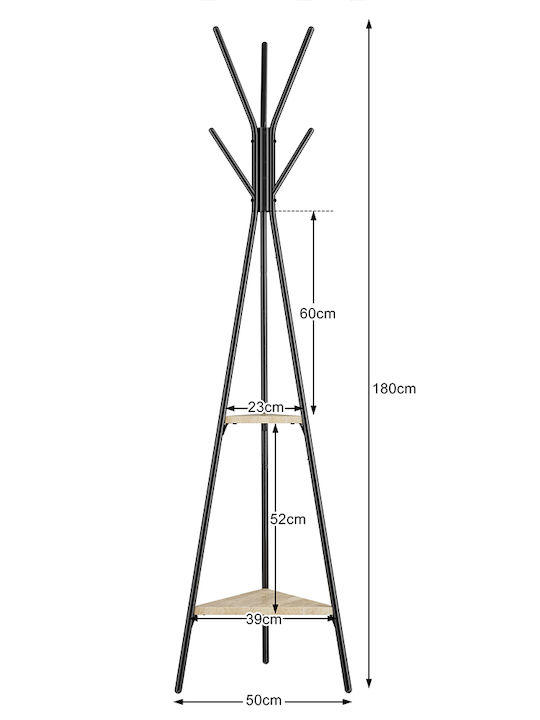 Bakaji Cuiere de podea Metal Negru 49x49x180cm