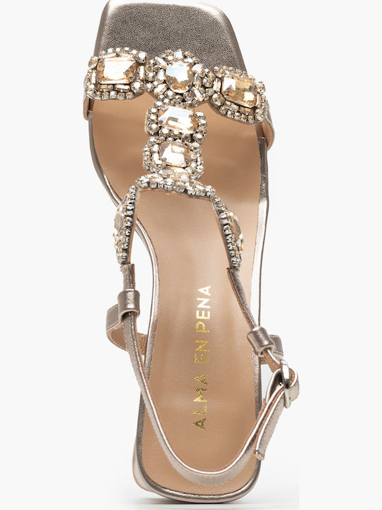 Leder Sandalen Gold