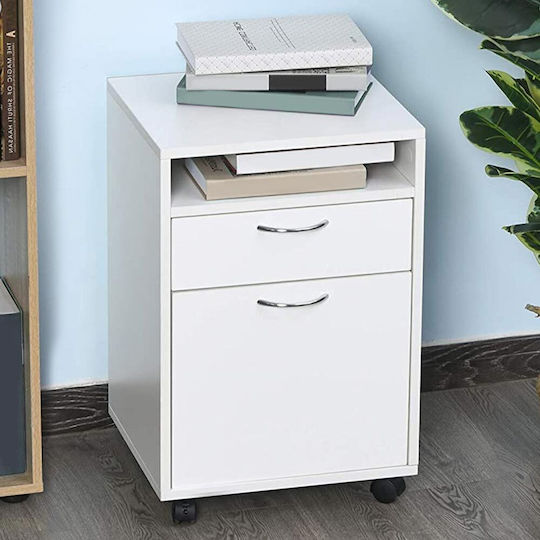 Office Storage MDF Drawer with Wheels & Drawers White L40xW35xH60cm